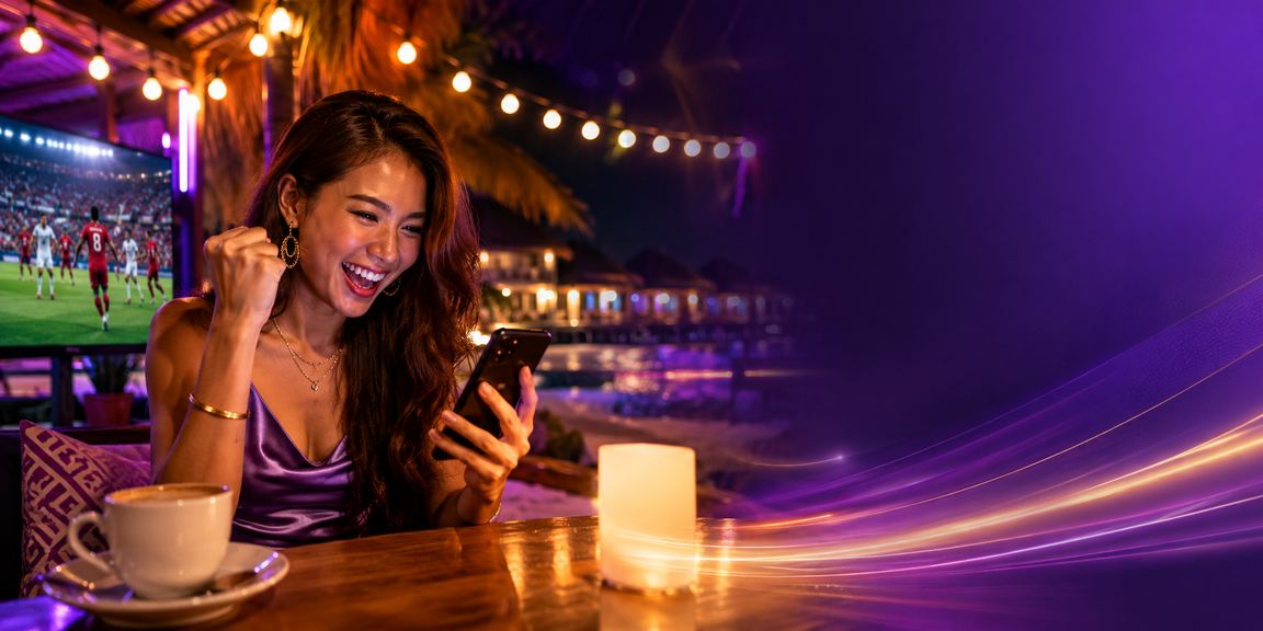 Pengguna menggunakan kasino mudah alih maju369 di Langkawi dengan telefon pintar